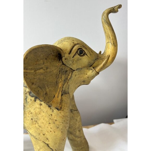 Hand-Carved Crushed Oyster Shell Elephant Figurine, Large - Picture 5 of 15